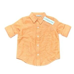 NWT Janie and Jack Linen Shirt in Tangerine Size 18-24 Months